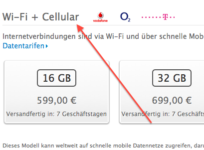 iPad auch bei uns in “WiFi + Cellular” umbenannt
