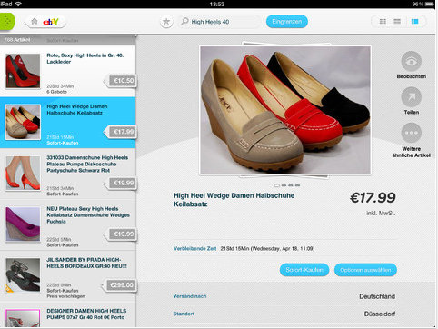 eBay iPad Ansicht