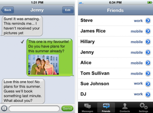 MySMS Ansicht