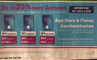 iTunes-Karten günstiger: Ab Montag bis 20 Prozent Bonus-Guthaben