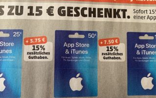 iTunes-Karten günstiger: Diese Woche dreimal bis zu 15 Euro geschenkt
