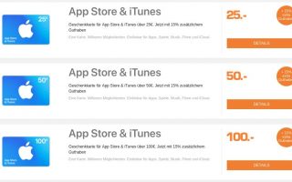 iTunes-Karten online günstiger: Aktuell Bonus-Guthaben bei Saturn