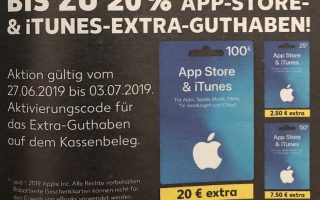 iTunes-Karten günstiger: Bis Mittwoch bis zu 20 Prozent Bonus