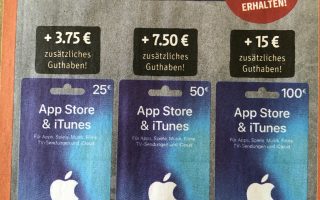 iTunes-Karten wieder mit 15 Prozent Bonus