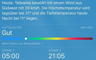 App des Tages: Apples Wetter-App in iOS 14.7 erweitert Anzeige der Luftqualität