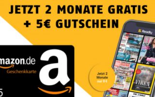 Readly: Zwei Monate gratis und 5 Euro Amazon-Gutschein