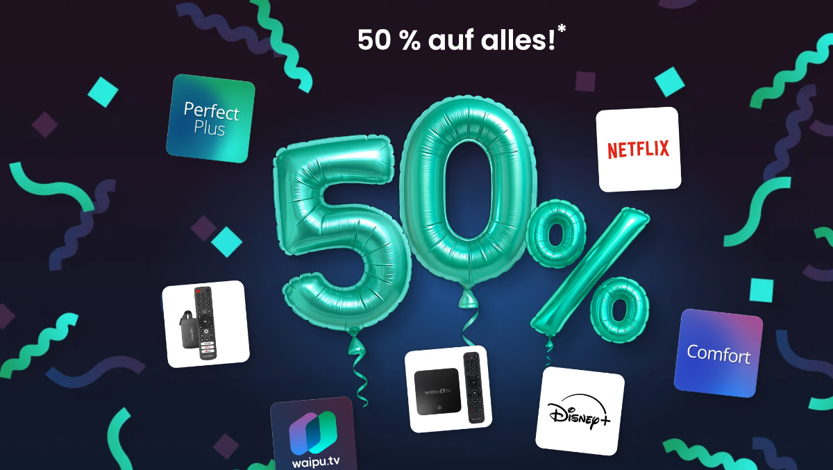 Waipu.TV 1 Jahr mit 50 Prozent Rabatt