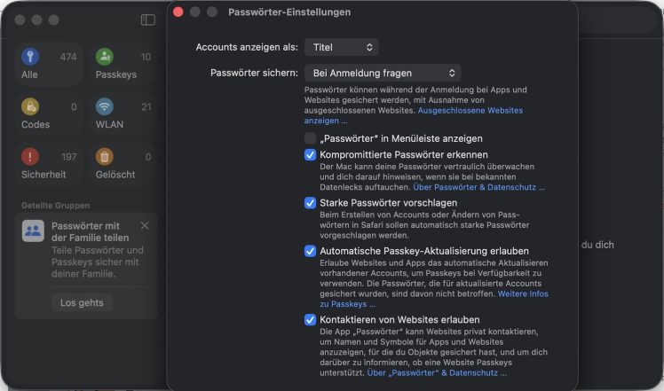 Apple Passwörter deaktivieren Mac